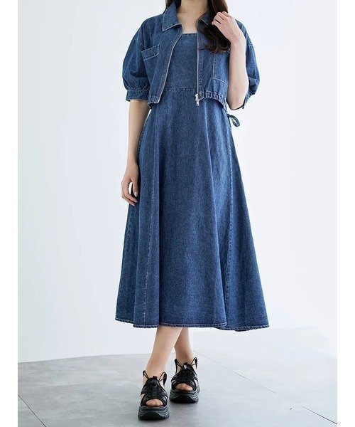 【その他のブランド/Other】の【SETアイテム】デニムダブルジップジャケット×キャミワンピース インテリア・キッズ・メンズ・レディースファッション・服の通販 founy(ファニー) https://founy.com/ ファッション Fashion レディースファッション Ladies' Fashion Online アウター Coat Outerwear ジャケット Jackets ワンピース Dress キャミワンピース No Sleeve Dresses インナー Inner キャミワンピース Cami Dress ジップ Zip ジャケット Jacket セットアップ Set Up デニム Denim 人気 Popularity バランス Balance フレア Flare ブルゾン Blouson ボトム Bottom ポケット Pocket 半袖 Short Sleeve リボン Ribbon ロング Long ワイド Wide |ID: prp329100004587197 ipo3291000000032530582