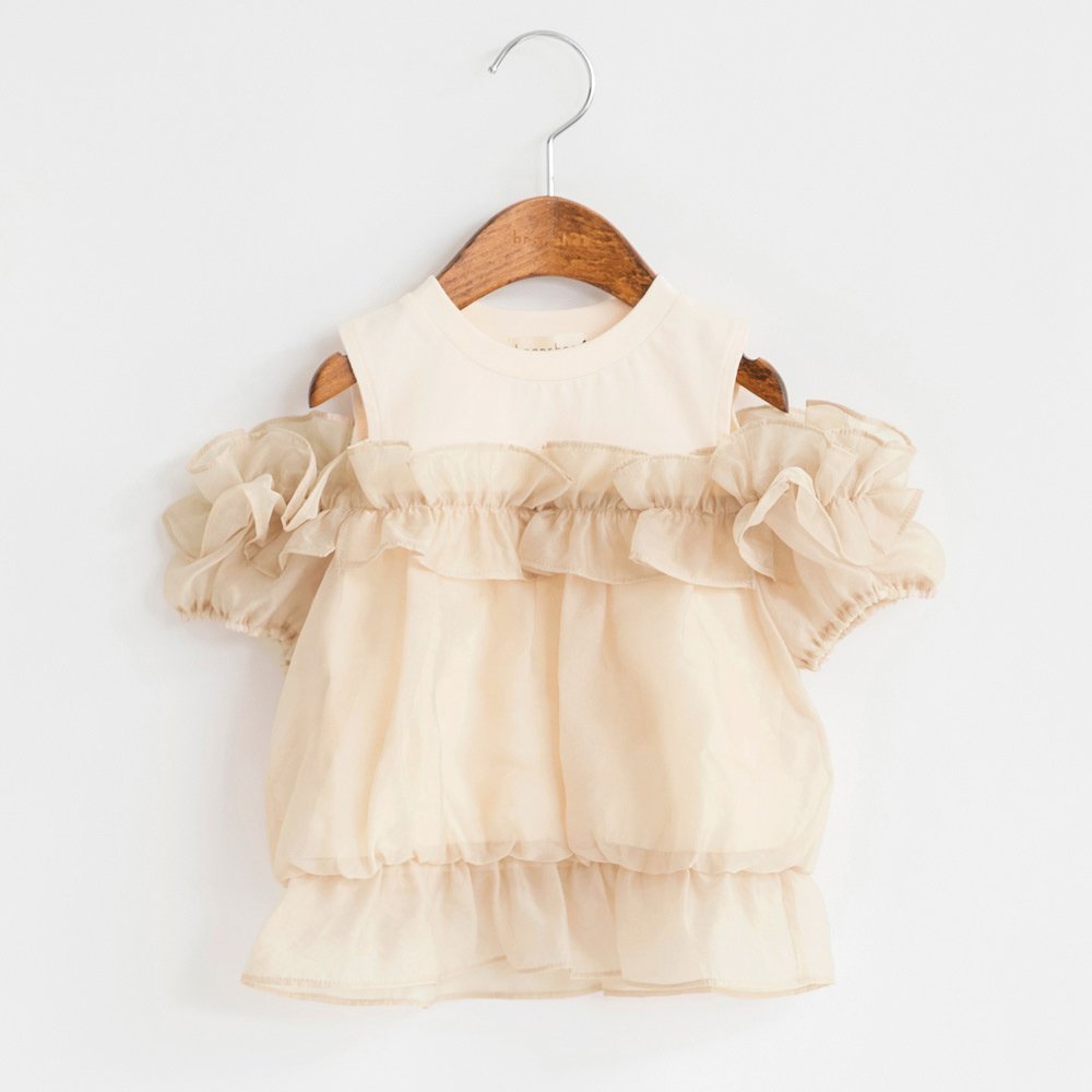 【ブランシェス/branshes / KIDS】の【プチレディ】ドッキングTシャツ インテリア・キッズ・メンズ・レディースファッション・服の通販 founy(ファニー) 　ファッション　Fashion　キッズファッション　Fashion for Kids　オーガンジー　Organza Fabric　タンク　Tank Top, Sleeveless Top　ドッキング　Docking, Mixed Material　フリル　Frill, Ruffle　夏　Summer　ピンクベージュ|ID: prp329100004587235 ipo3291000000032531264
