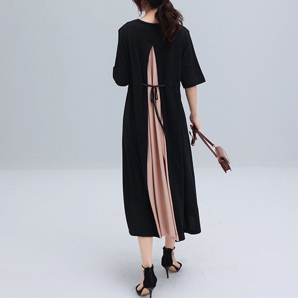 【ミニミニストア/miniministore】のバック切り替え ロングワンピース 上品 インテリア・キッズ・メンズ・レディースファッション・服の通販 founy(ファニー) 　ファッション　Fashion　レディースファッション　Fashion for Women　ワンピース　Dresses　エレガント 上品　Elegant　リーフ　Leaf, Botanical Leaf　ロング　Long, Long-Length　半袖　Short Sleeve, Half Sleeve　夏　Summer　ビジネス 仕事 通勤　Business / Work / Commuting　ピンク|ID: prp329100004587271 ipo3291000000033504311
