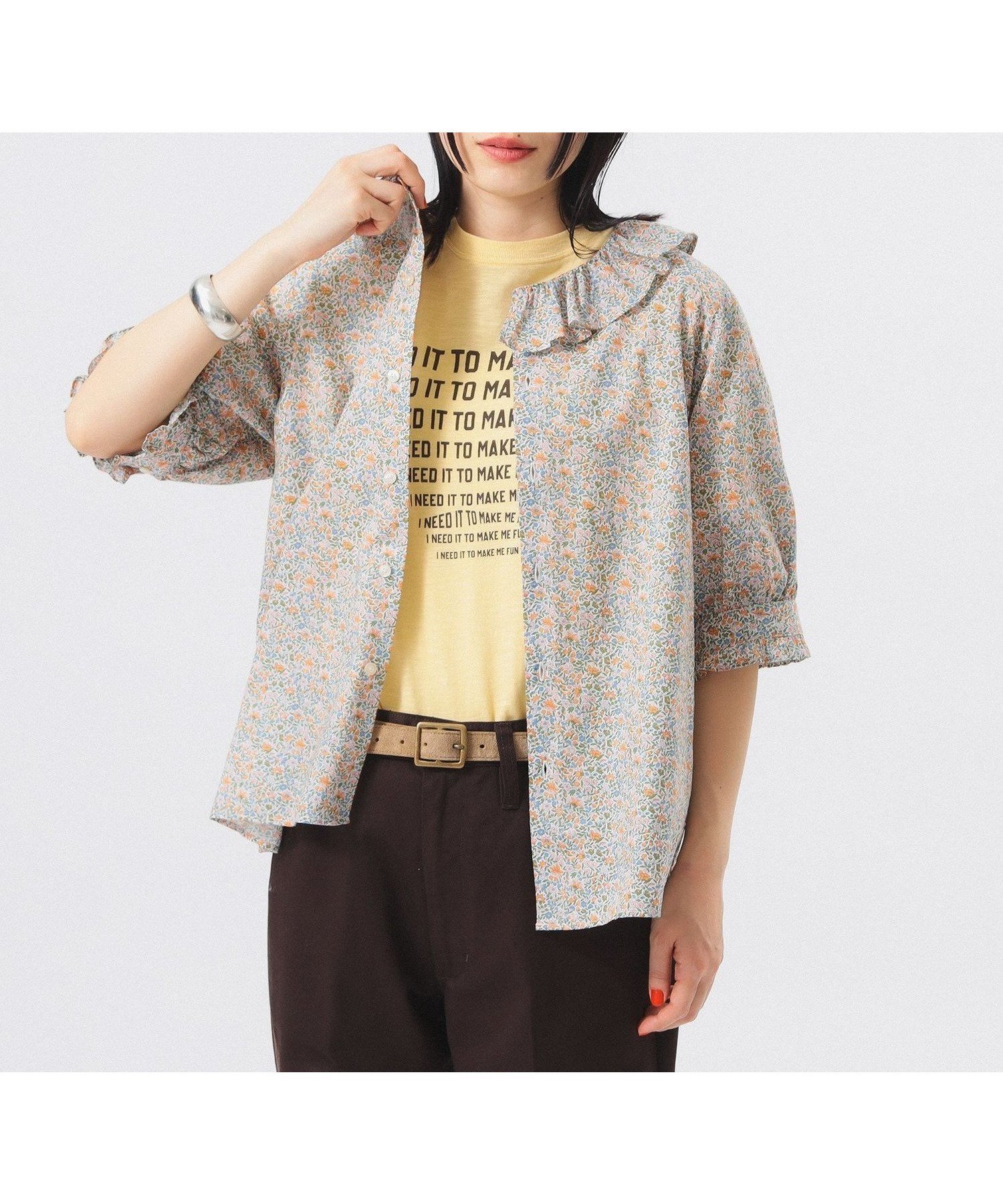 【ビームス ウイメン/BEAMS】のリバティ フリル 5分袖 シャツ インテリア・キッズ・メンズ・レディースファッション・服の通販 founy(ファニー) 　ファッション　Fashion　レディースファッション　Ladies' Fashion Online　トップス・カットソー　Tops/Tshirt　シャツ/ブラウス　Shirts/Blouses　インド　India　ウェーブ　Wave　春　Spring　カーディガン　Cardigan　コレクション　Collection　スウェット　Sweat　手描き　Hand Drawn　バランス　Balance　フリル　Frills　プリント　Print　羽織　Haori　ロマンティック　Romantic　S/S・春夏　Ss・Spring/Summer　おすすめ　Recommend　夏　Summer　IVORY|ID: prp329100004587274 ipo3291000000032531965