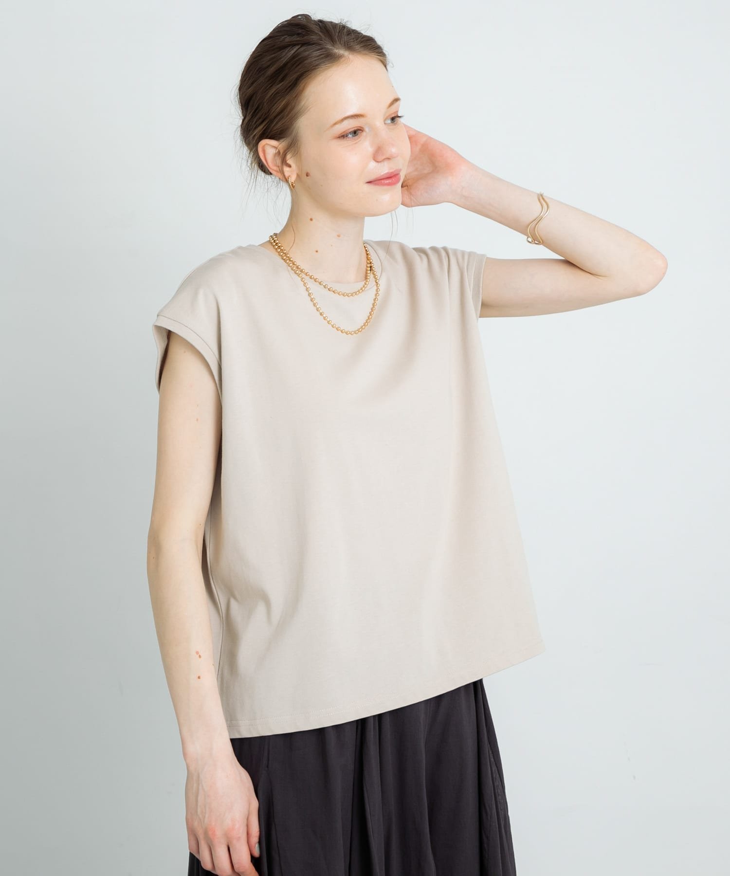 【サニーレーベル/Sonny Label / URBAN RESEARCH】の『UR TECH ひやサラクール』フレンチスリーブTシャツ インテリア・キッズ・メンズ・レディースファッション・服の通販 founy(ファニー) 　ファッション　Fashion　レディースファッション　Ladies' Fashion Online　トップス・カットソー　Tops/Tshirt　シャツ/ブラウス　Shirts/Blouses　ロング / Tシャツ　T-Shirts　2025年　2025　2025春夏・S/S　Ss,Spring/Summer,2025　シンプル　Simple　スリーブ　Sleeve　フレンチ　French　夏　Summer　S/S・春夏　Ss・Spring/Summer　グレージュ|ID: prp329100004587314 ipo3291000000032623124