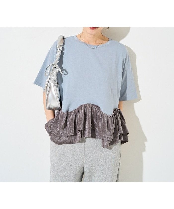 【フリークスストア/FREAK'S STORE】の裾シアーフロッキーフリル切り替えトップス【限定展開】 25SS インテリア・キッズ・メンズ・レディースファッション・服の通販 founy(ファニー) 　ファッション　Fashion　レディースファッション　Fashion for Women　トップス・カットソー　Cut & Sew Tops　2025年　2025　2025春夏・S/S　Spring/Summer 2025 SS25　カットソー　Cut and Sewn Top　ドッキング　Docking, Mixed Material　バランス　Balance, Style Balance　フェミニン　Feminine, Girly　フリル　Frill, Ruffle　夏　Summer　S/S・春夏　SS, Spring/Summer, Warm Season　ブルー|ID: prp329100004587324 ipo3291000000033350155