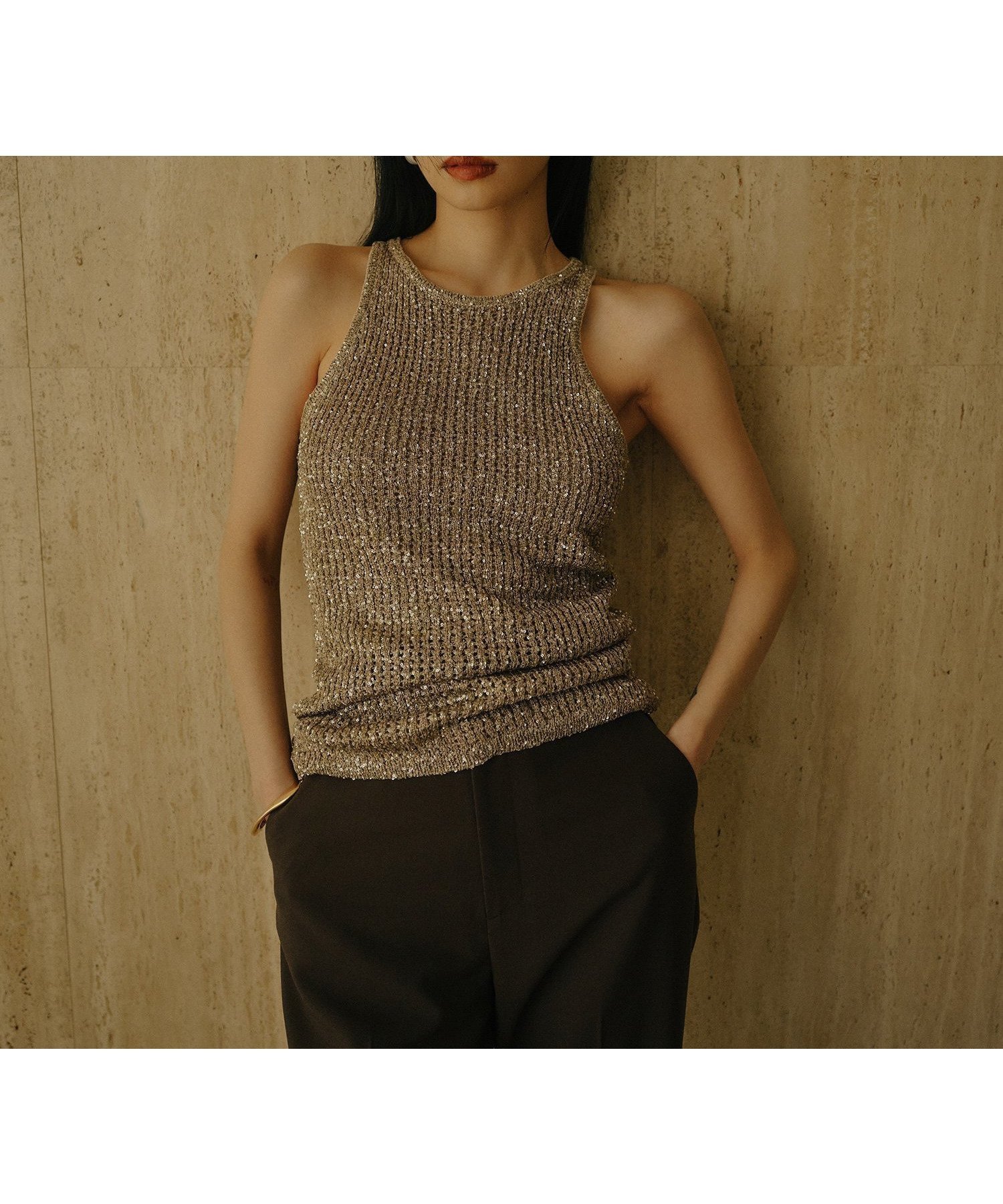 【アニュアンス/anuans】のスパンコールアメスリニットタンク 人気、トレンドファッション・服の通販 founy(ファニー) 　ファッション　Fashion　レディースファッション　Fashion for Women　トップス・カットソー　Cut & Sew Tops　ニット　Knit Tops & Sweaters　スパンコール　Sequins, Sequin Embellishment　タンク　Tank Top, Sleeveless Top　バランス　Balance, Style Balance　ボトム　Bottoms, Lower Wear　ラグジュアリー　Luxury, Elegant　エレガント 上品　Elegant　 other-1|ID: prp329100004587346 ipo3291000000033550734