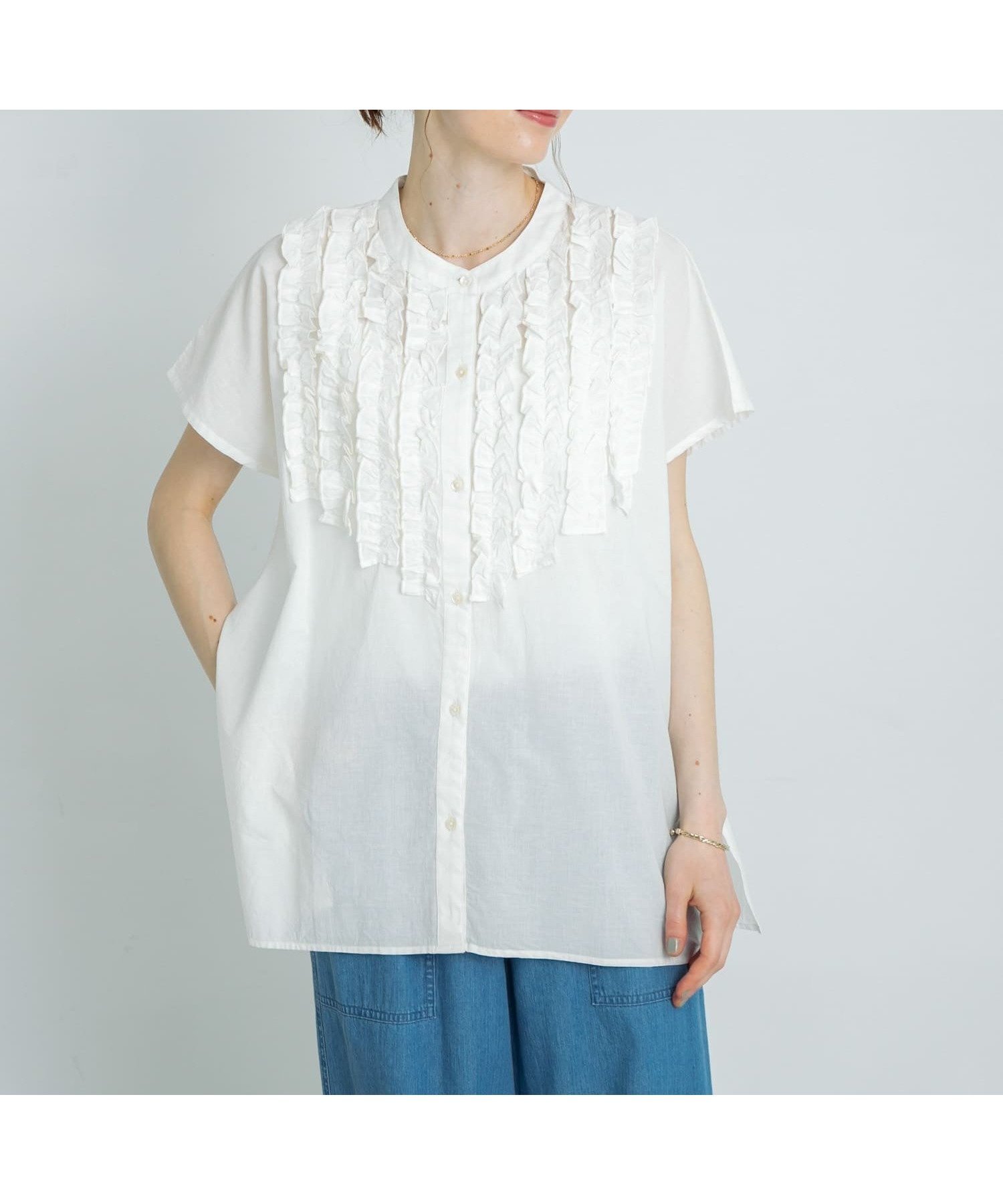 【サニーレーベル/Sonny Label / URBAN RESEARCH】のエアリーコットンフリルフレンチシャツブラウス インテリア・キッズ・メンズ・レディースファッション・服の通販 founy(ファニー) 　ファッション　Fashion　レディースファッション　Ladies' Fashion Online　トップス・カットソー　Tops/Tshirt　シャツ/ブラウス　Shirts/Blouses　2025年　2025　2025春夏・S/S　Ss,Spring/Summer,2025　おすすめ　Recommend　インド　India　エアリー　Airy　デニム　Denim　フリル　Frills　夏　Summer　S/S・春夏　Ss・Spring/Summer　オフ|ID: prp329100004587373 ipo3291000000032628649