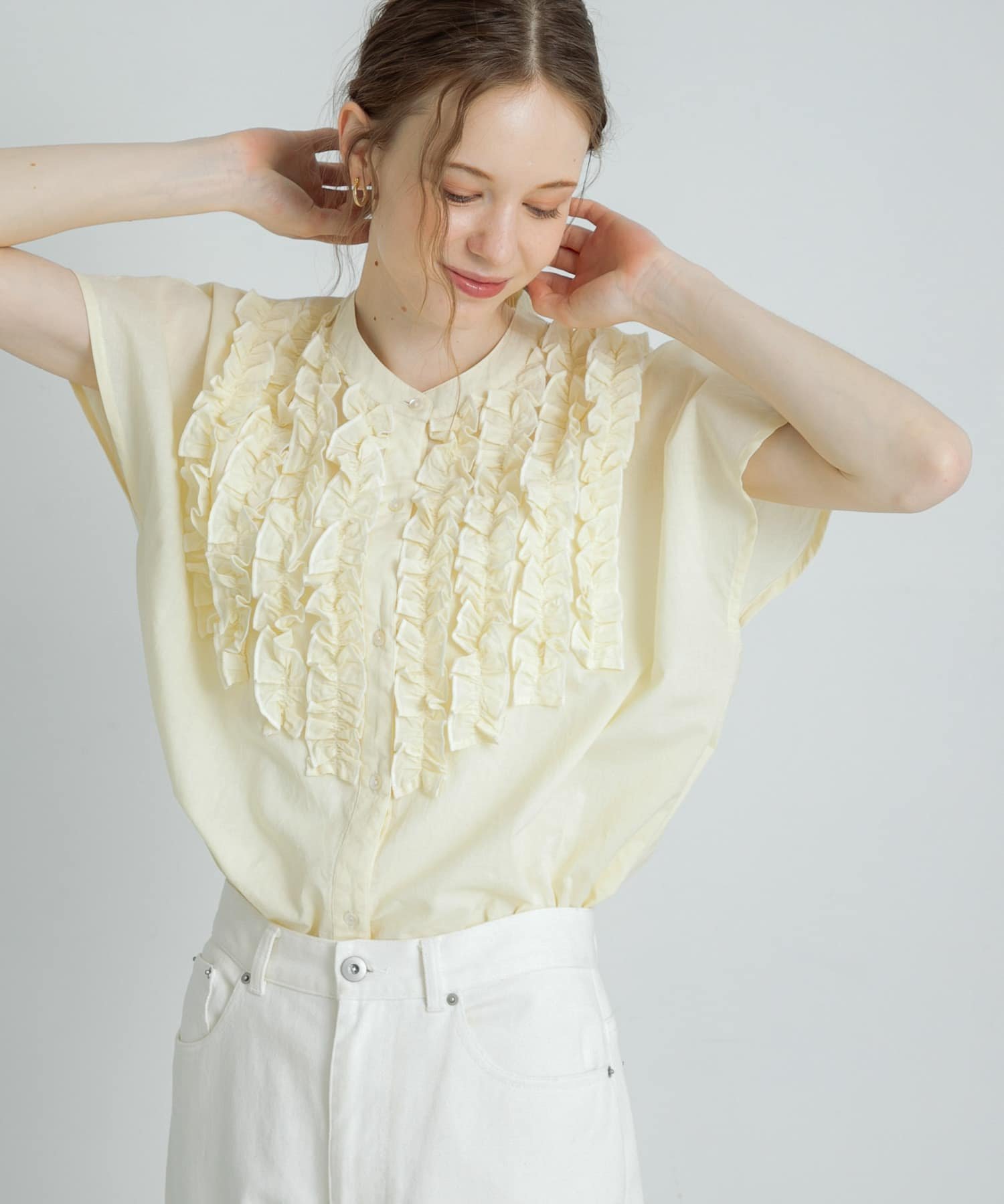 【サニーレーベル/Sonny Label / URBAN RESEARCH】のエアリーコットンフリルフレンチシャツブラウス インテリア・キッズ・メンズ・レディースファッション・服の通販 founy(ファニー) 　ファッション　Fashion　レディースファッション　Ladies' Fashion Online　トップス・カットソー　Tops/Tshirt　シャツ/ブラウス　Shirts/Blouses　2025年　2025　2025春夏・S/S　Ss,Spring/Summer,2025　おすすめ　Recommend　インド　India　エアリー　Airy　デニム　Denim　フリル　Frills　夏　Summer　S/S・春夏　Ss・Spring/Summer　イエロー|ID: prp329100004587373 ipo3291000000032628653