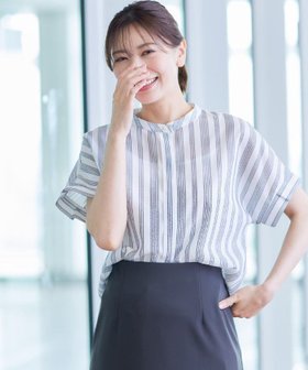 【リフレクト/Reflect】の【接触冷感/洗える】ドビーストライプブラウス 人気、トレンドファッション・服の通販 founy(ファニー) ファッション Fashion レディースファッション Ladies' Fashion Online トップス・カットソー Tops/Tshirt シャツ/ブラウス Shirts/Blouses 夏 Summer 洗える Washable |ID:prp329100004587415