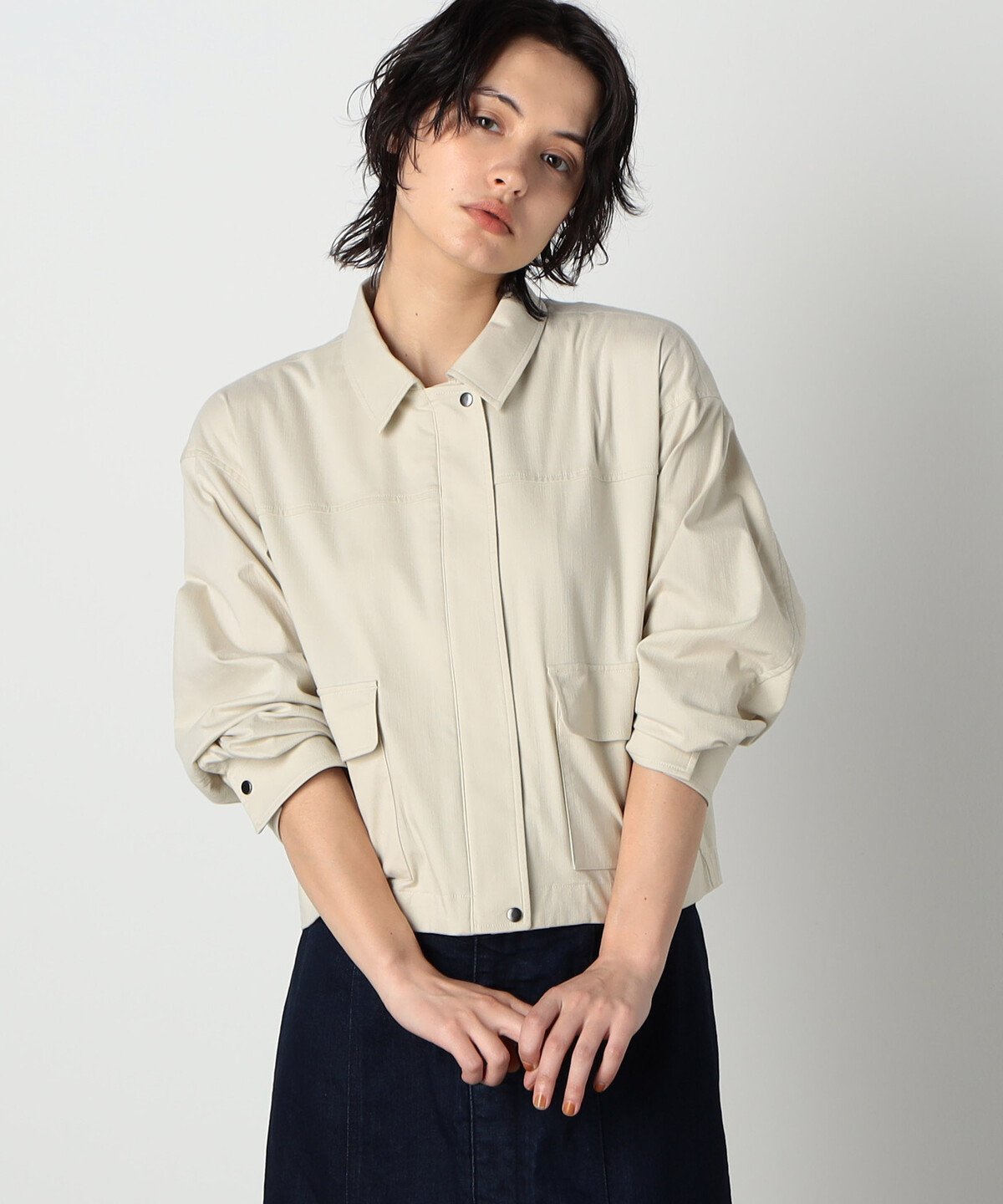 【コムサイズム/COMME CA ISM】の【セットアップ対応】ストレッチ ショートブルゾン インテリア・キッズ・メンズ・レディースファッション・服の通販 founy(ファニー) 　ファッション　Fashion　レディースファッション　Fashion for Women　アウター　Coat / Outerwear Collection　ブルゾンジャケット・スポーティアウター　Blouson Jackets　ショート　Short, Short Length　ストレッチ　Stretch, Stretchy Fabric　セットアップ　Set-Up, Coordinated Outfit　ハーフ　Half, Half-Length　フィット　Fit, Slim Fit　フラップ　Flap, Flap Pocket　ブルゾン　Blouson, Bomber Jacket　ポケット　Pocket, Pocket Detail　ヨーク　Yoke, Yoke Design　夏　Summer　春　Spring　秋　Autumn　ベージュ|ID: prp329100004587547 ipo3291000000032734979