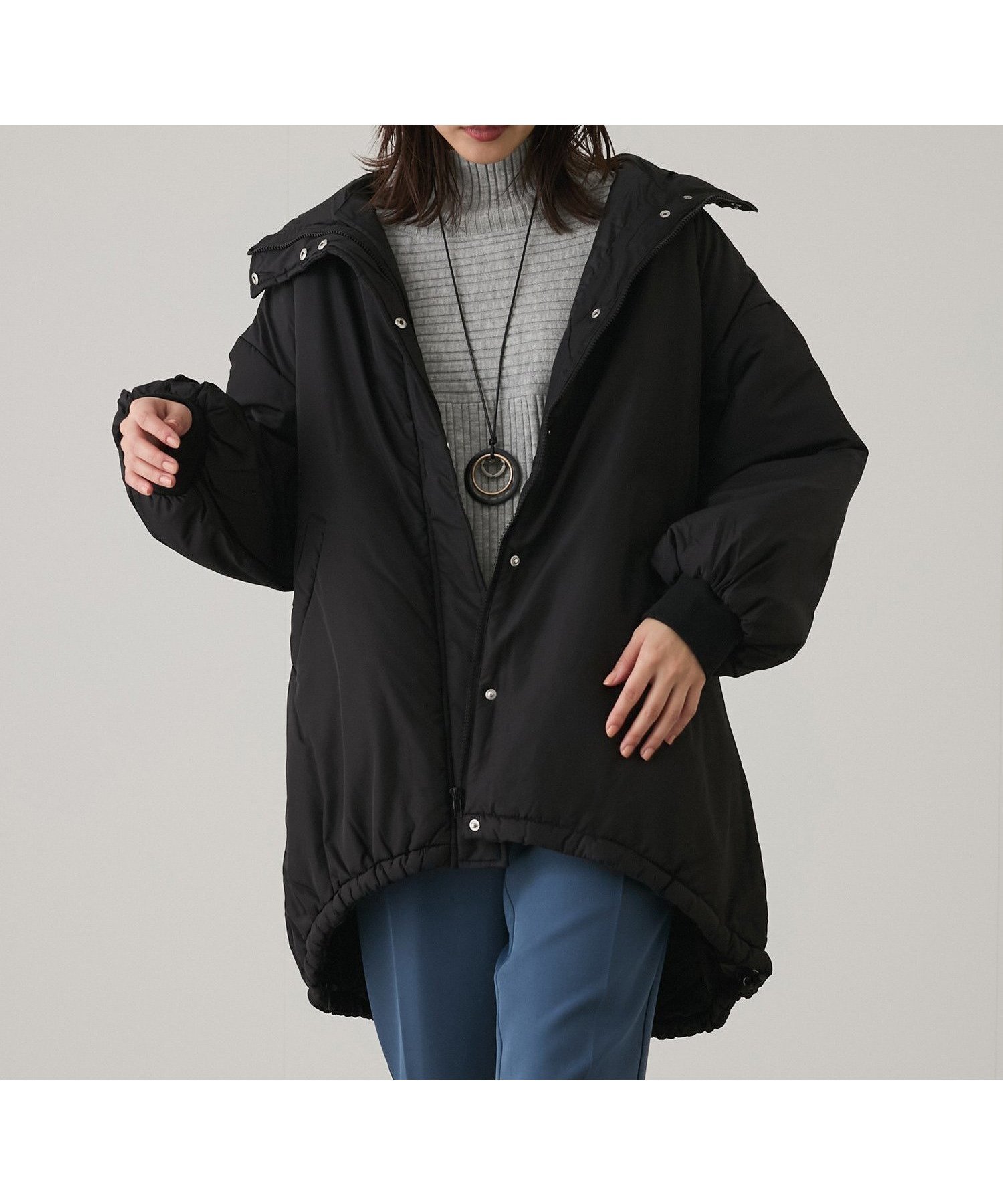 【ジャイロ/JAYRO】のミドル丈中綿モンスターコート インテリア・キッズ・メンズ・レディースファッション・服の通販 founy(ファニー) 　ファッション　Fashion　レディースファッション　Fashion for Women　アウター　Coat / Outerwear Collection　コート・ロングコート・ピーコート　Long Coats, Peacoats & More　スウェット / スエット　Sweatshirt, Sweatwear　ダウン　Down, Puffer　フェミニン　Feminine, Girly　ポケット　Pocket, Pocket Detail　ミドル　Middle Length, Mid Height　冬　Winter / This Winter　ブラック(01)|ID: prp329100004587550 ipo3291000000033098443