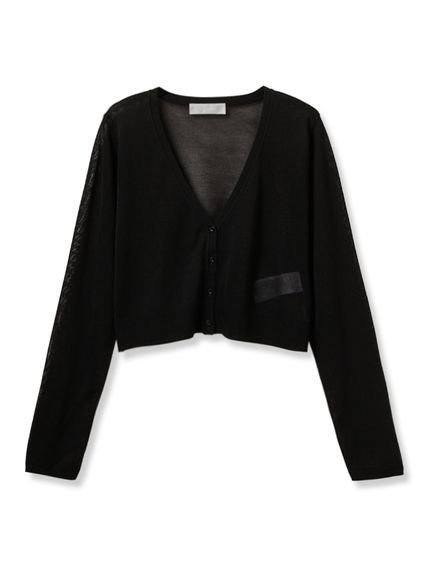 【セルフォード/CELFORD】のロングスリーブシアーカーディガン インテリア・キッズ・メンズ・レディースファッション・服の通販 founy(ファニー) 　ファッション　Fashion　レディースファッション　Fashion for Women　トップス・カットソー　Cut & Sew Tops　カーディガン・羽織り　Layered Style Cardigans　カーディガン　Cardigan, Knitwear　ノースリーブ　Sleeveless, No-Sleeve　フロント　Front, Front Design　メタル　Metal, Metal Parts　エレガント 上品　Elegant　夏　Summer　BLK[009]|ID: prp329100004587701 ipo3291000000033600357