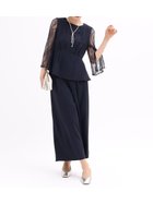 【ヴァン/Vin】のレースブラウスドッキングジレ パンツセットアップ ネイビー|ID: prp329100004587710 ipo3291000000032709029