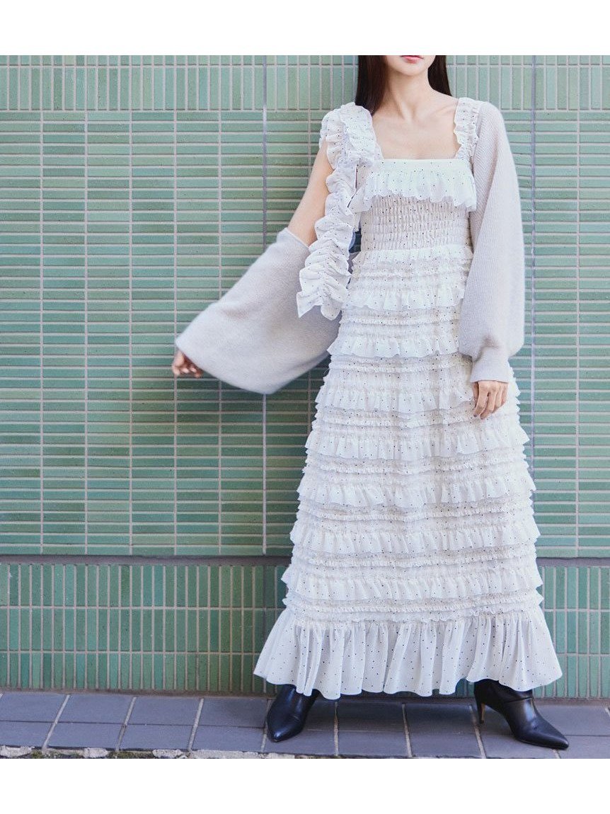 【スナイデル/SNIDEL】のショルダーリボンキャミワンピース インテリア・キッズ・メンズ・レディースファッション・服の通販 founy(ファニー) 　ファッション　Fashion　レディースファッション　Ladies' Fashion Online　ワンピース　Dress　キャミワンピース　No Sleeve Dresses　ウェーブ　Wave　キャミワンピース　Cami Dress　シフォン　Chiffon　シャーリング　Shirring　チュール　Tulle　ドット　Dot　フィット　Fit　フリル　Frills　フロント　Front　リボン　Ribbon　おすすめ　Recommend　エレガント 上品　Elegant　DOT[934]|ID: prp329100004587764 ipo3291000000032538654