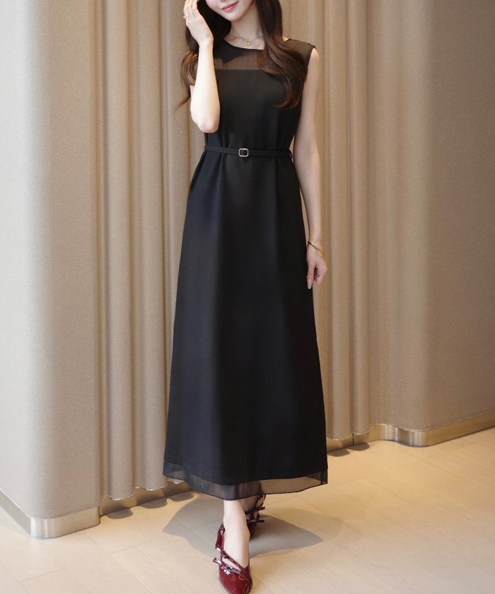 【ジュノア/JUNOAH】のシアードッキングベルト付きIラインワンピース インテリア・キッズ・メンズ・レディースファッション・服の通販 founy(ファニー) https://founy.com/ ファッション Fashion レディースファッション Ladies' Fashion Online ワンピース Dress ベルト Belts |ID: prp329100004587797 ipo3291000000032637553