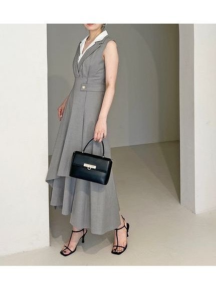 【スナイデル/SNIDEL】のレイヤードカラーワンピース インテリア・キッズ・メンズ・レディースファッション・服の通販 founy(ファニー) 　ファッション　Fashion　レディースファッション　Ladies' Fashion Online　ワンピース　Dress　エレガント 上品　Elegant　シャーリング　Shirring　ストレート　Straight　スーツ　Suit　トレンド　Trend　フィット　Fit　フレア　Flare　GRY[006]|ID: prp329100004587800 ipo3291000000032539037