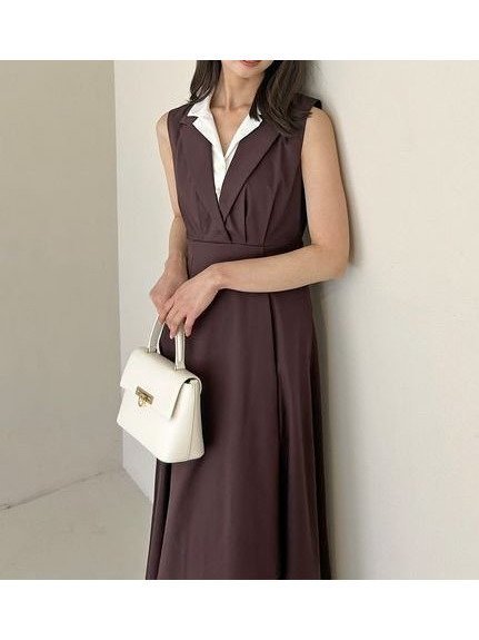 【スナイデル/SNIDEL】のレイヤードカラーワンピース インテリア・キッズ・メンズ・レディースファッション・服の通販 founy(ファニー) 　ファッション　Fashion　レディースファッション　Ladies' Fashion Online　ワンピース　Dress　エレガント 上品　Elegant　シャーリング　Shirring　ストレート　Straight　スーツ　Suit　トレンド　Trend　フィット　Fit　フレア　Flare　BUR[048]|ID: prp329100004587800 ipo3291000000032539038