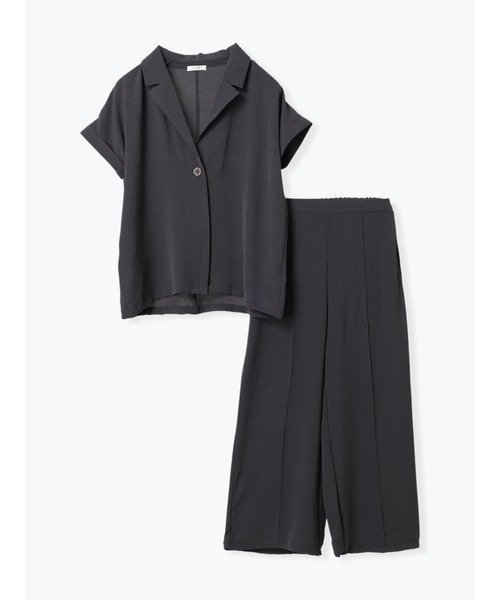【その他のブランド/Other】の【接触冷感・吸水速乾】 SET 半袖ジャケット×ワイドパンツ インテリア・キッズ・メンズ・レディースファッション・服の通販 founy(ファニー) 　ファッション　Fashion　レディースファッション　Ladies' Fashion Online　アウター　Coat Outerwear　ジャケット　Jackets　今季　This Season　吸水　Water Absorption　ジャケット　Jacket　ストレッチ　Stretch　セットアップ　Set Up　トレンド　Trend　ポケット　Pocket　半袖　Short Sleeve　羽織　Haori　ワイド　Wide　濃グレー|ID: prp329100004587801 ipo3291000000032539045