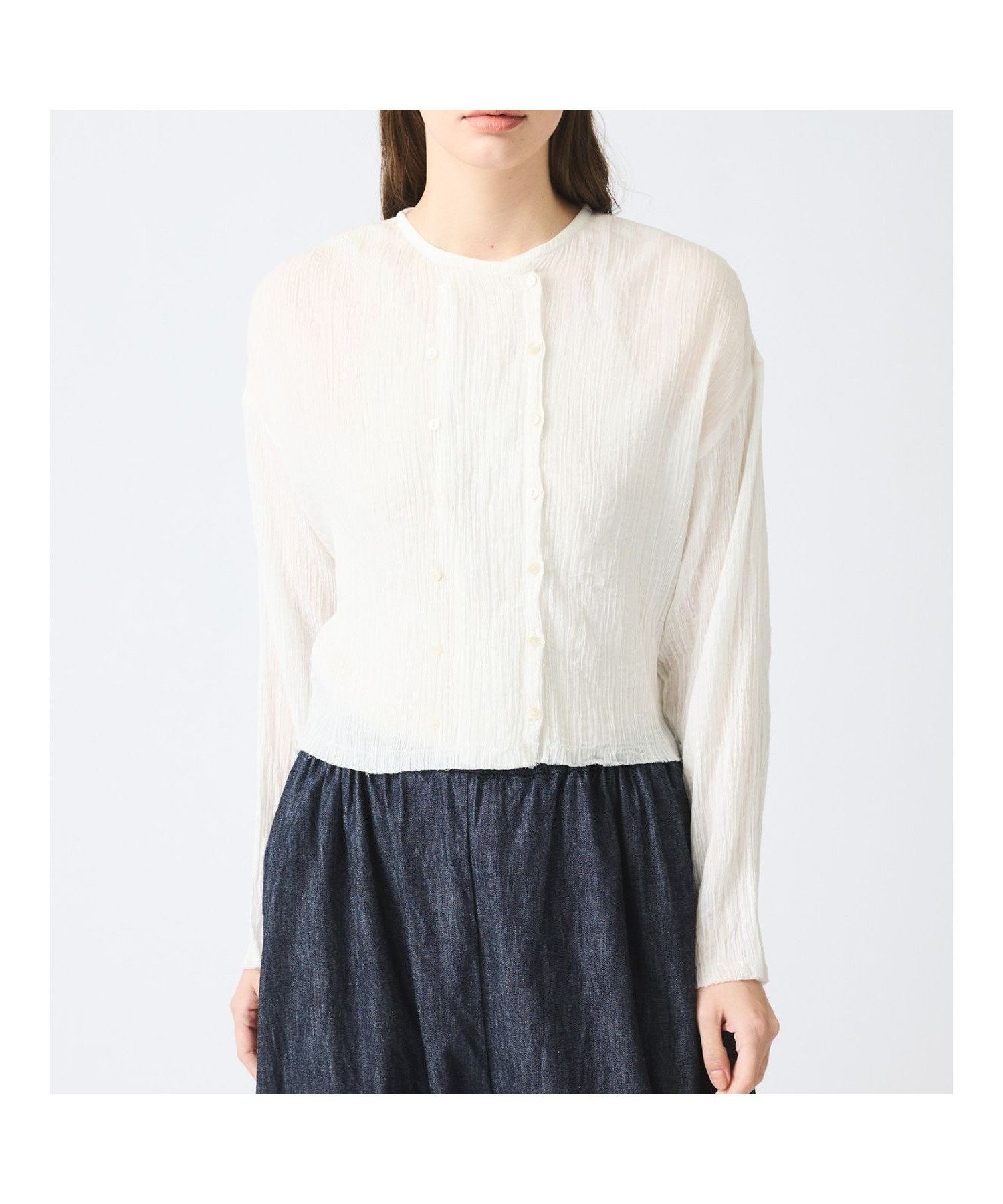 【マーコート/MARcourt】のmizuiro ind コットンクレープショートシャツ 人気、トレンドファッション・服の通販 founy(ファニー) 　ファッション　Fashion　レディースファッション　Fashion for Women　トップス・カットソー　Cut & Sew Tops　シャツ・ブラウス・オフィスカジュアル　Elegant Blouses & Button-Ups　インド　Indian Textile　コンパクト　Compact, Small Size　ダブル　Double, Double-Breasted　フロント　Front, Front Design　ポケット　Pocket, Pocket Detail　エレガント 上品　Elegant　無地　Plain, Solid Color　長袖　Long Sleeve, Full Sleeve　 other-1|ID: prp329100004587868 ipo3291000000033113111