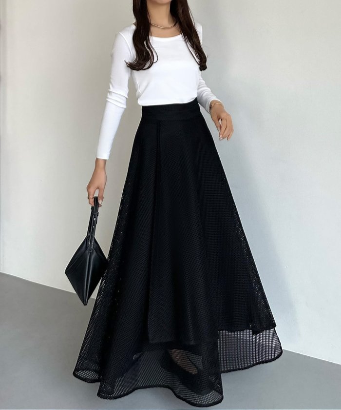 【ジュノア/JUNOAH】のcallautiaメッシュフレアスカート インテリア・キッズ・メンズ・レディースファッション・服の通販 founy(ファニー) https://founy.com/ ファッション Fashion レディースファッション Ladies' Fashion Online スカート Skirt Aライン/フレアスカート Flared A-Line Skirts |ID: prp329100004587878 ipo3291000000032639295