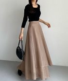 【ジュノア/JUNOAH】のcallautiaメッシュフレアスカート グレージュ|ID: prp329100004587878 ipo3291000000032639303