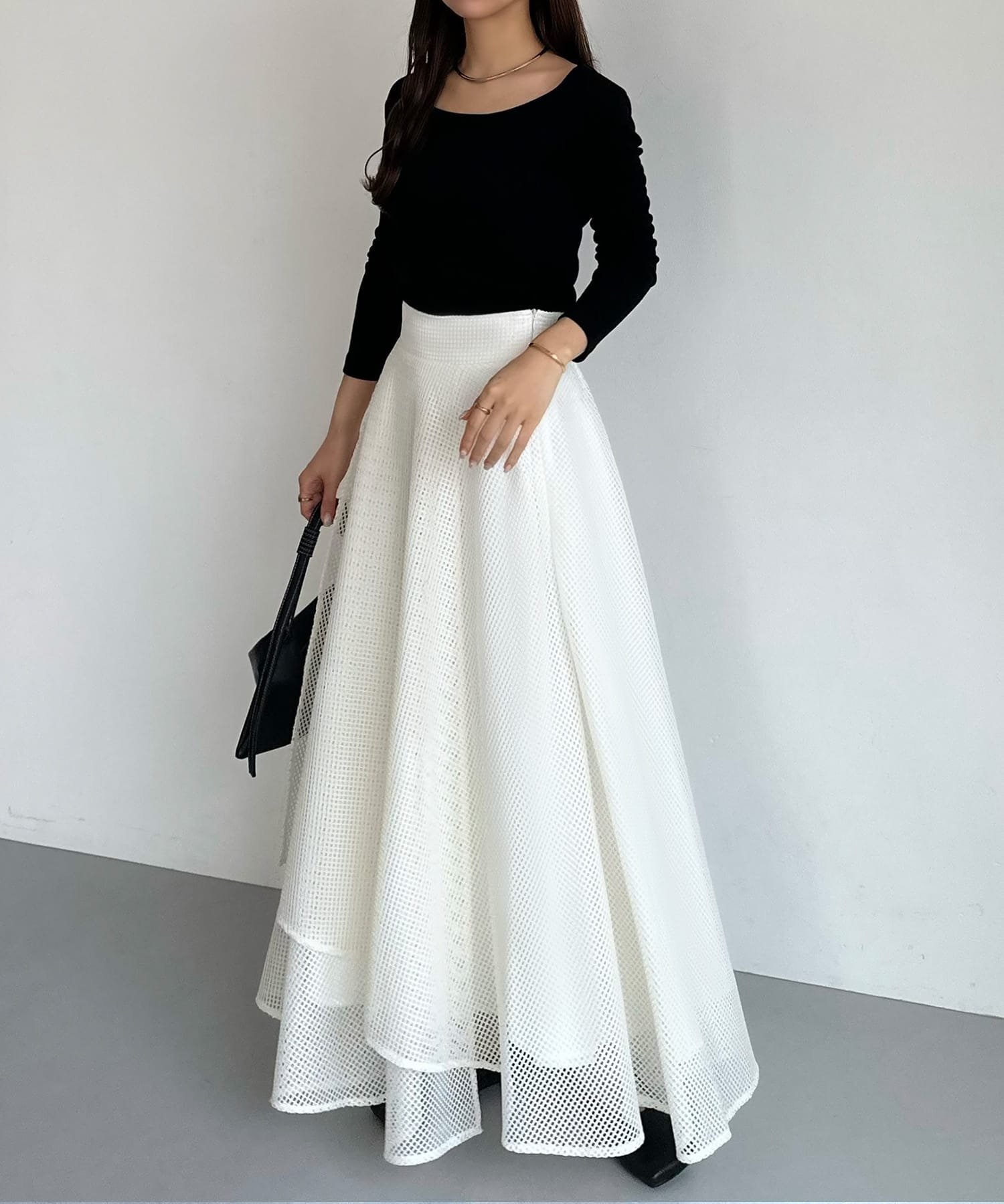 【ジュノア/JUNOAH】のcallautiaメッシュフレアスカート インテリア・キッズ・メンズ・レディースファッション・服の通販 founy(ファニー) 　ファッション　Fashion　レディースファッション　Ladies' Fashion Online　スカート　Skirt　Aライン/フレアスカート　Flared A-Line Skirts　アイボリー|ID: prp329100004587878 ipo3291000000032639306