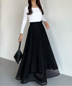 【ジュノア/JUNOAH】のcallautiaメッシュフレアスカート 人気、トレンドファッション・服の通販 founy(ファニー) ファッション Fashion レディースファッション Fashion for Women スカート Skirts Aライン・フレアスカート A-Line & Flared Skirts |ID:prp329100004587878