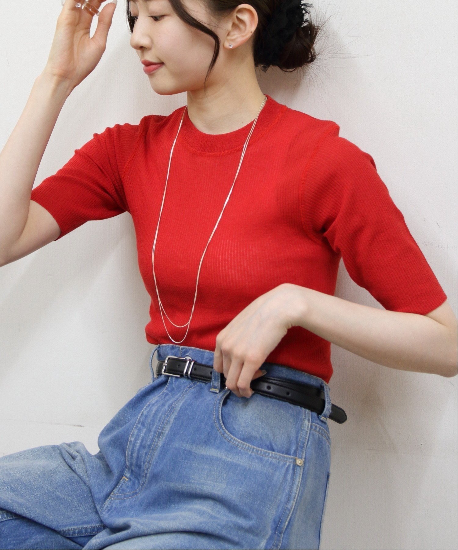 【その他のブランド/Other】のMIDSUMMER KNIT TEE インテリア・キッズ・メンズ・レディースファッション・服の通販 founy(ファニー) 　ファッション　Fashion　レディースファッション　Fashion for Women　トップス・カットソー　Cut & Sew Tops　ニット　Knit Tops & Sweaters　インナー　Innerwear　カットソー　Cut and Sewn Top　コンパクト　Compact, Small Size　シアー　Sheer, See-Through　シンプル　Simple, Minimal　ストレッチ　Stretch, Stretchy Fabric　フィット　Fit, Slim Fit　ループ　Loop, Loop Knit　おすすめ　Recommended / Our Picks　夏　Summer　エレガント 上品　Elegant　RED|ID: prp329100004587882 ipo3291000000033052565