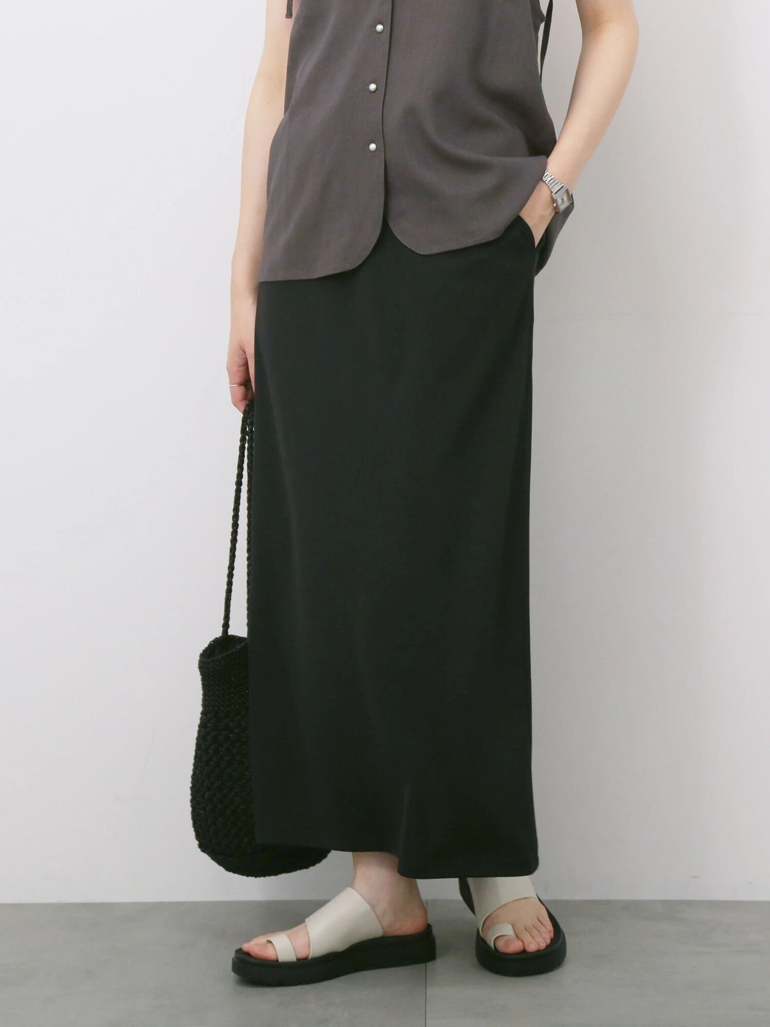 【サマンサモスモス/Samansa Mos2】のポンチナロースカート インテリア・キッズ・メンズ・レディースファッション・服の通販 founy(ファニー) 　ファッション　Fashion　レディースファッション　Ladies' Fashion Online　スカート　Skirt　ギャザー　Gather　シンプル　Simple　ストレッチ　Stretch　スリット　Slit　ブラック|ID: prp329100004587915 ipo3291000000032677489