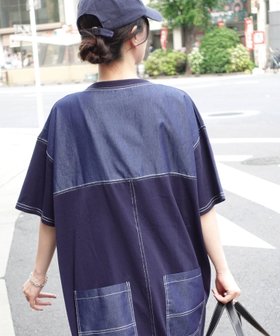 【コーナーズ/CORNERS】の配色ステッチオーバーサイズ半袖Tシャツワンピース 人気、トレンドファッション・服の通販 founy(ファニー) ファッション Fashion レディースファッション Fashion for Women ワンピース Dresses シャツワンピース / 1枚で着映えコーデ Shirt Dresses 半袖 Short Sleeve, Half Sleeve |ID:prp329100004588030