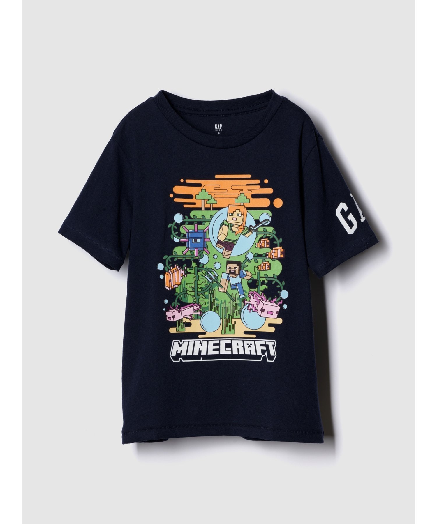 【ギャップ/GAP / KIDS】のマインクラフトグラフィックTシャツ (キッズ) インテリア・キッズ・メンズ・レディースファッション・服の通販 founy(ファニー) 　ファッション　Fashion　キッズファッション　Fashion for Kids　キャラクター　Character, Licensed Characters　グラフィック　Graphic, Graphic Design　ストレート　Straight, Straight Cut　フィット　Fit, Slim Fit　フロント　Front, Front Design　リラックス　Relax, Relaxed Fit　半袖　Short Sleeve, Half Sleeve　TAPESTRY_NAVY|ID: prp329100004588075 ipo3291000000032729707