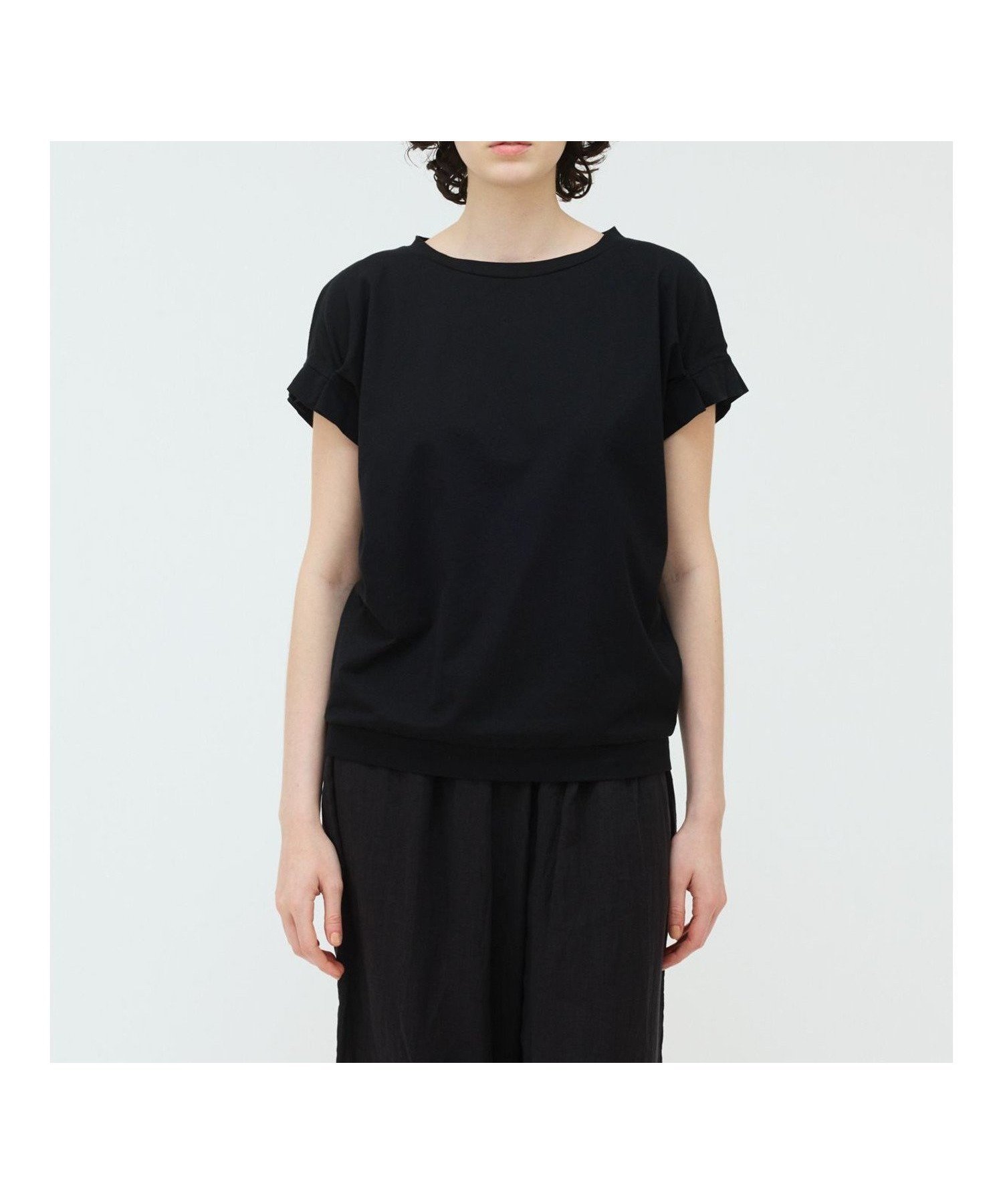 【マーコート/MARcourt】のmizuiro ind フリルスリーブクルーネックプルオーバー インテリア・キッズ・メンズ・レディースファッション・服の通販 founy(ファニー) 　ファッション　Fashion　レディースファッション　Fashion for Women　トップス・カットソー　Cut & Sew Tops　カジュアルプルオーバー・ニットトップス　Pullovers & Knit Tops / Casual Pullovers　おすすめ　Recommended / Our Picks　カットソー　Cut and Sewn Top　シルケット　Silket, Silky Cotton　シンプル　Simple, Minimal　スリーブ　Sleeve, Long Sleeve / Short Sleeve　フリル　Frill, Ruffle　フレンチ　French, French Style　ポケット　Pocket, Pocket Detail　人気　Popular, Best Seller　定番　Standard, Basic Item　無地　Plain, Solid Color　ブラック|ID: prp329100004588153 ipo3291000000032731210