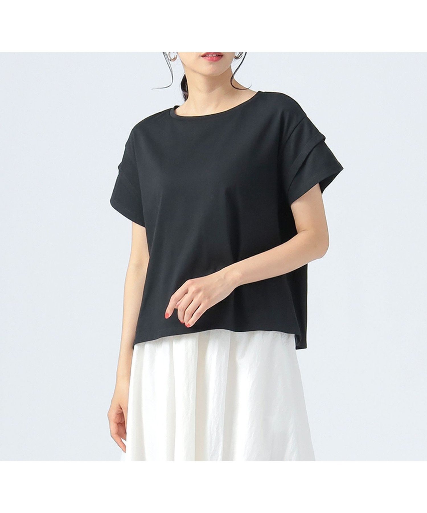 【ビームス ハート/BEAMS HEART】の【洗濯機洗い可】後ろ異素材 ギャザー プルオーバー 25SS 半袖 カットソー デザイントップス インテリア・キッズ・メンズ・レディースファッション・服の通販 founy(ファニー) 　ファッション　Fashion　レディースファッション　Ladies' Fashion Online　トップス・カットソー　Tops/Tshirt　プルオーバー　Pullover　カットソー　Cut and Sewn　2025年　2025　2025春夏・S/S　Ss,Spring/Summer,2025　カットソー　Cut And Sew　ギャザー　Gather　シンプル　Simple　スラックス　Slacks　タイトスカート　Tight Skirt　デニム　Denim　フロント　Front　ワイド　Wide　半袖　Short Sleeve　BLACK|ID: prp329100004588156 ipo3291000000032656803