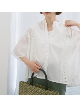 【サマンサモスモス/Samansa Mos2】の【Made in India】ピンタックレース前開きブラウス 人気、トレンドファッション・服の通販 founy(ファニー) ファッション Fashion レディースファッション Ladies' Fashion Online トップス・カットソー Tops/Tshirt シャツ/ブラウス Shirts/Blouses リラックス Relax レース Race |ID:prp329100004588353