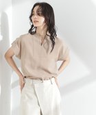 【ナノ ユニバース/nano universe】のメランジドライ スキッパータックブラウス(セットアップ可) ベージュ|ID:prp329100004588441