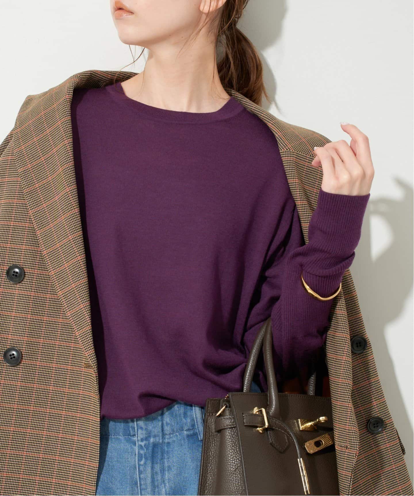 【スローブ イエナ/SLOBE IENA】の《追加》ウォッシャブルプレーンニット インテリア・キッズ・メンズ・レディースファッション・服の通販 founy(ファニー)  ファッション Fashion レディースファッション Fashion for Women トップス・カットソー Cut & Sew Tops ニット Knit Tops & Sweaters 2025年 2025 2025-2026秋冬・A/W Autumn/Winter 2025–26 AW25–26 おすすめ Recommended / Our Picks インナー Innerwear パープル Purple, Violet ベーシック Basic, Essential パープル|ID: prp329100004588487 ipo3291000000033947554