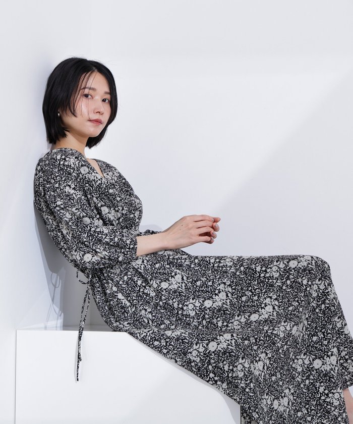 【エヌ ナチュラルビューティーベーシック/N.Natural Beauty basic】のカシュクールフラワープリントワンピース インテリア・キッズ・メンズ・レディースファッション・服の通販 founy(ファニー) https://founy.com/ ファッション Fashion レディースファッション Ladies' Fashion Online ワンピース Dress フィット Fit フレア Flare プリント Print リボン Ribbon |ID: prp329100004588714 ipo3291000000032551903