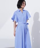 【エヌ ナチュラルビューティーベーシック/N.Natural Beauty basic】のスキッパーリボンベルトシャツワンピース ブルーストライプ2|ID: prp329100004588715 ipo3291000000032551929