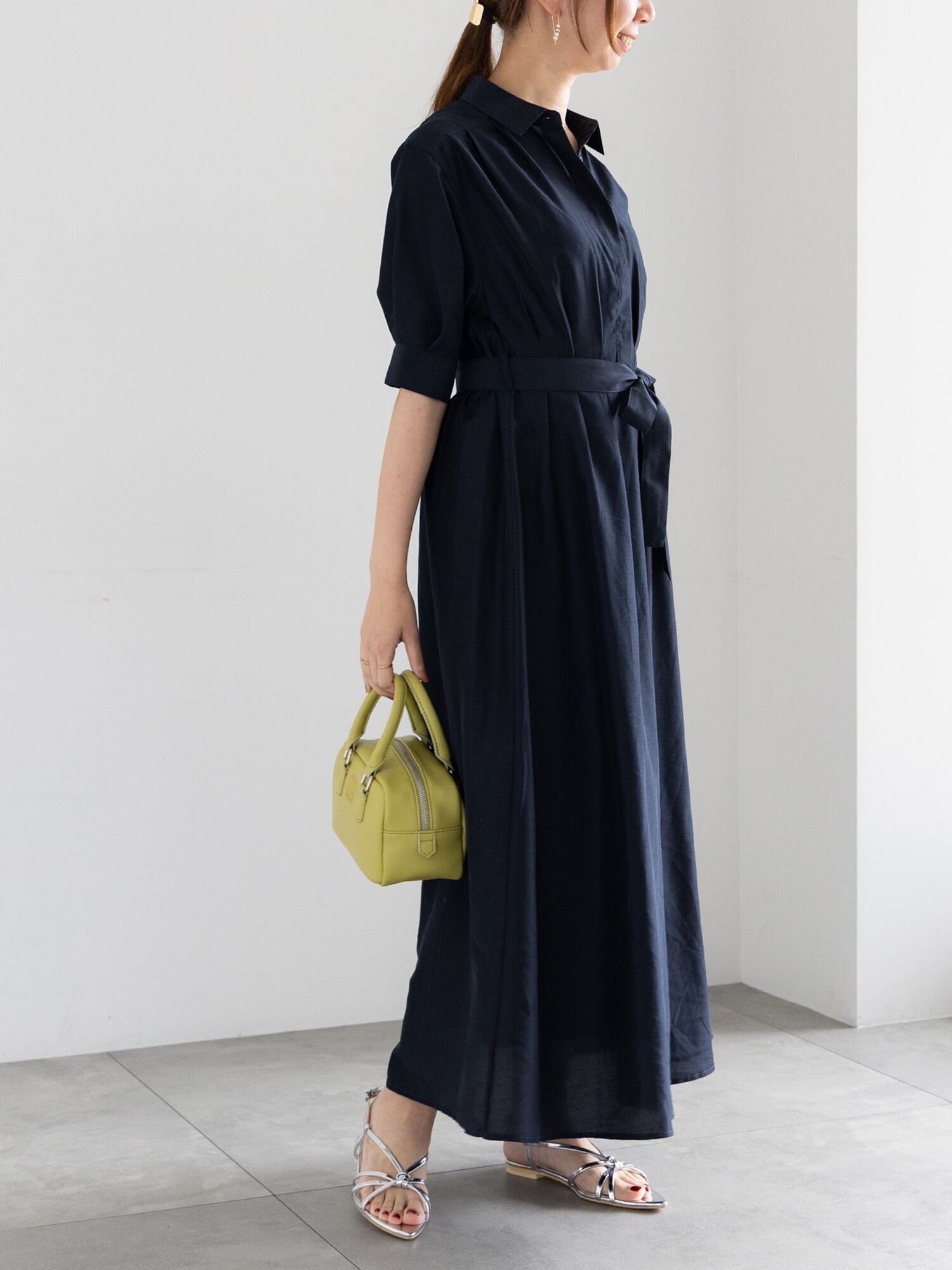 【テチチ/Te chichi】のスパンローンシャツワンピース インテリア・キッズ・メンズ・レディースファッション・服の通販 founy(ファニー) 　ファッション　Fashion　レディースファッション　Fashion for Women　ワンピース　Dresses　シャツワンピース / 1枚で着映えコーデ　Shirt Dresses　シンプル　Simple, Minimal　リボン　Ribbon, Bow　ネイビー|ID: prp329100004588748 ipo3291000000033584137