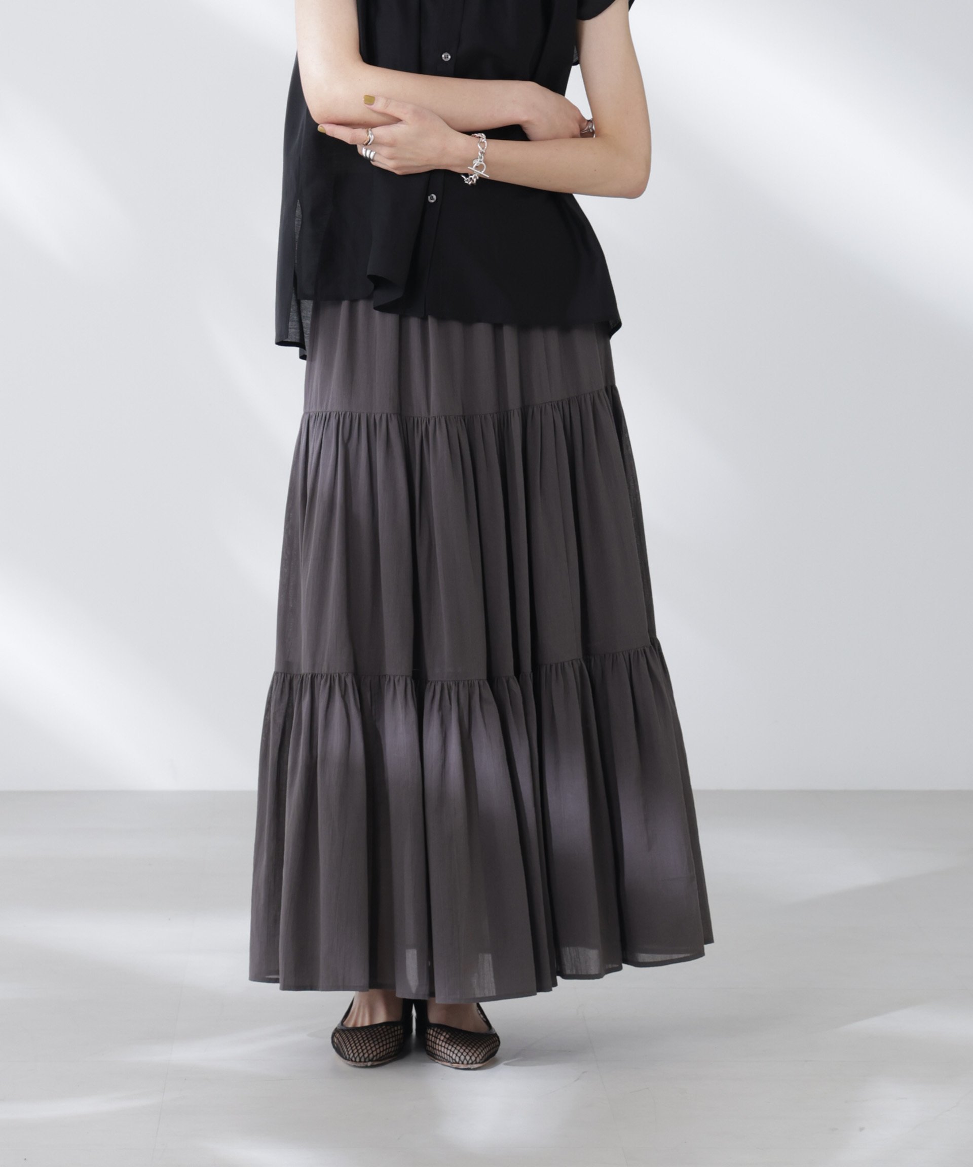 【ナノ ユニバース/nano universe】のコットンシフォンティアードスカート 人気、トレンドファッション・服の通販 founy(ファニー) 　ファッション　Fashion　レディースファッション　Fashion for Women　スカート　Skirts　ティアードスカート　Tiered Skirts　ウォッシャブル　Machine Washable　ヴィンテージ　Vintage Style　ギャザー　Gathered, Ruffled　サンダル　Sandals, Summer Shoes　シアー　Sheer, See-Through　シフォン　Chiffon, Lightweight Fabric　ティアード　Tiered, Tiered Style　ベーシック　Basic, Essential　マキシ　Maxi, Full Length　夏　Summer　2025年　2025　2025-2026秋冬・A/W　Autumn/Winter 2025–26 AW25–26　 other-1|ID: prp329100004588784 ipo3291000000033219706