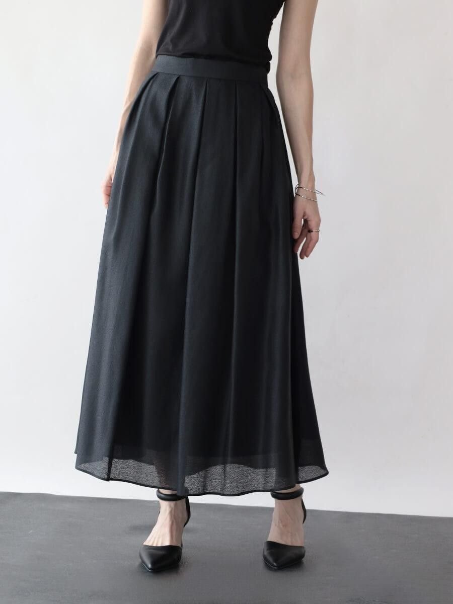 【ラシュッド/LASUD】のシアージャガードタックフレアスカート インテリア・キッズ・メンズ・レディースファッション・服の通販 founy(ファニー) 　ファッション　Fashion　レディースファッション　Fashion for Women　スカート　Skirts　Aライン・フレアスカート　A-Line & Flared Skirts　フロント　Front, Front Design　無地　Plain, Solid Color　エレガント 上品　Elegant　ブラック|ID: prp329100004588790 ipo3291000000032697270