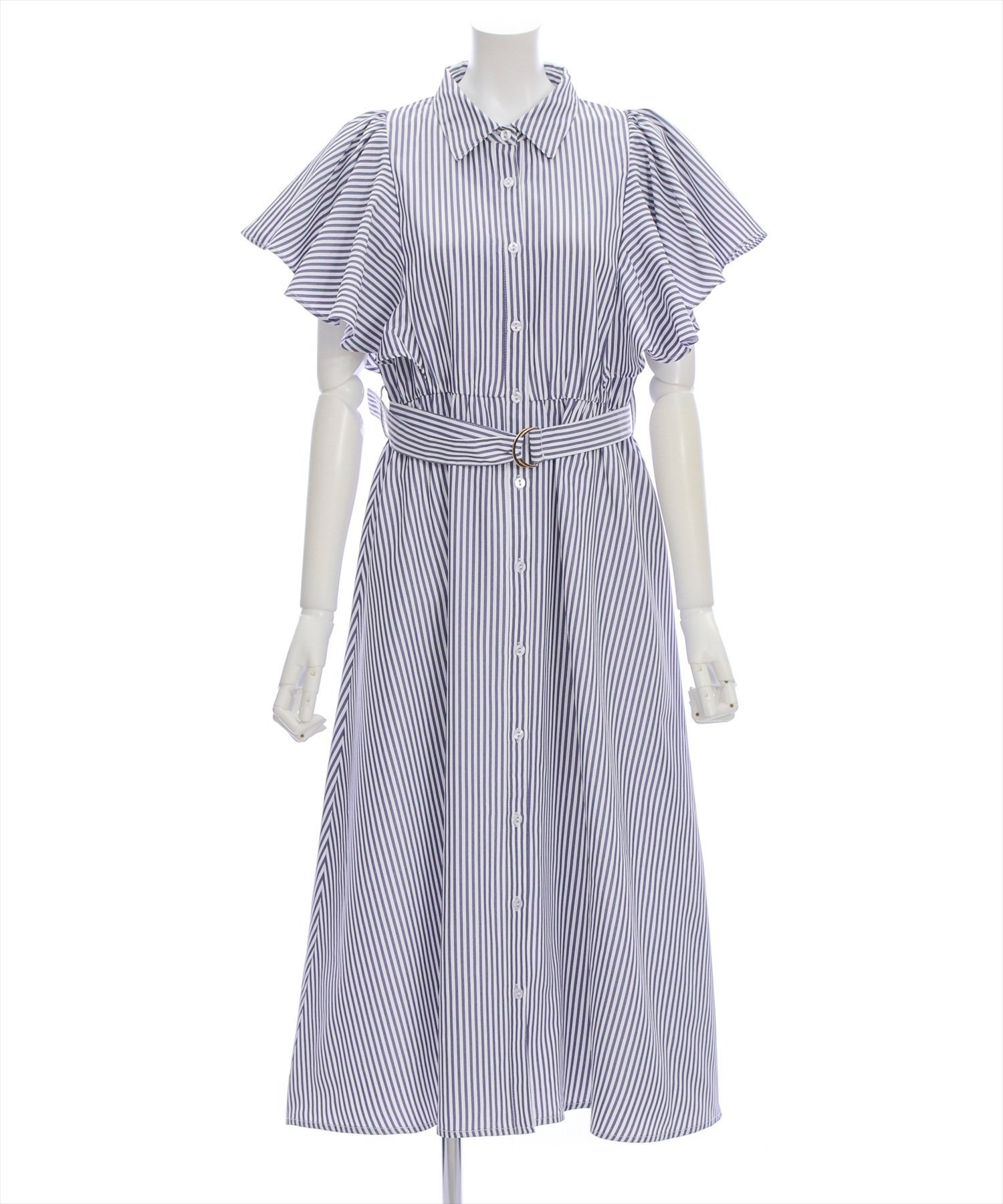【クリア/clear】のウエストベルトフリルスリーブワンピース インテリア・キッズ・メンズ・レディースファッション・服の通販 founy(ファニー) 　ファッション　Fashion　レディースファッション　Ladies' Fashion Online　ワンピース　Dress　ベルト　Belts　おすすめ　Recommend　サンダル　Sandals　ストライプ　Stripe　フリル　Frills　夏　Summer　無地　Plain Color　NVYST|ID: prp329100004589008 ipo3291000000032650764