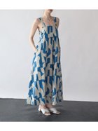 【ラシュッド/LASUD】のバックリボン幾何学柄ワンピース ブルー|ID: prp329100004589065 ipo3291000000032709041