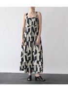 【ラシュッド/LASUD】のバックリボン幾何学柄ワンピース シロクロ|ID: prp329100004589065 ipo3291000000032709042