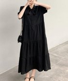 【ミニミニストア/miniministore】のリボンタイ ティアードワンピースミモレ丈 ブラック|ID: prp329100004589130 ipo3291000000032556469