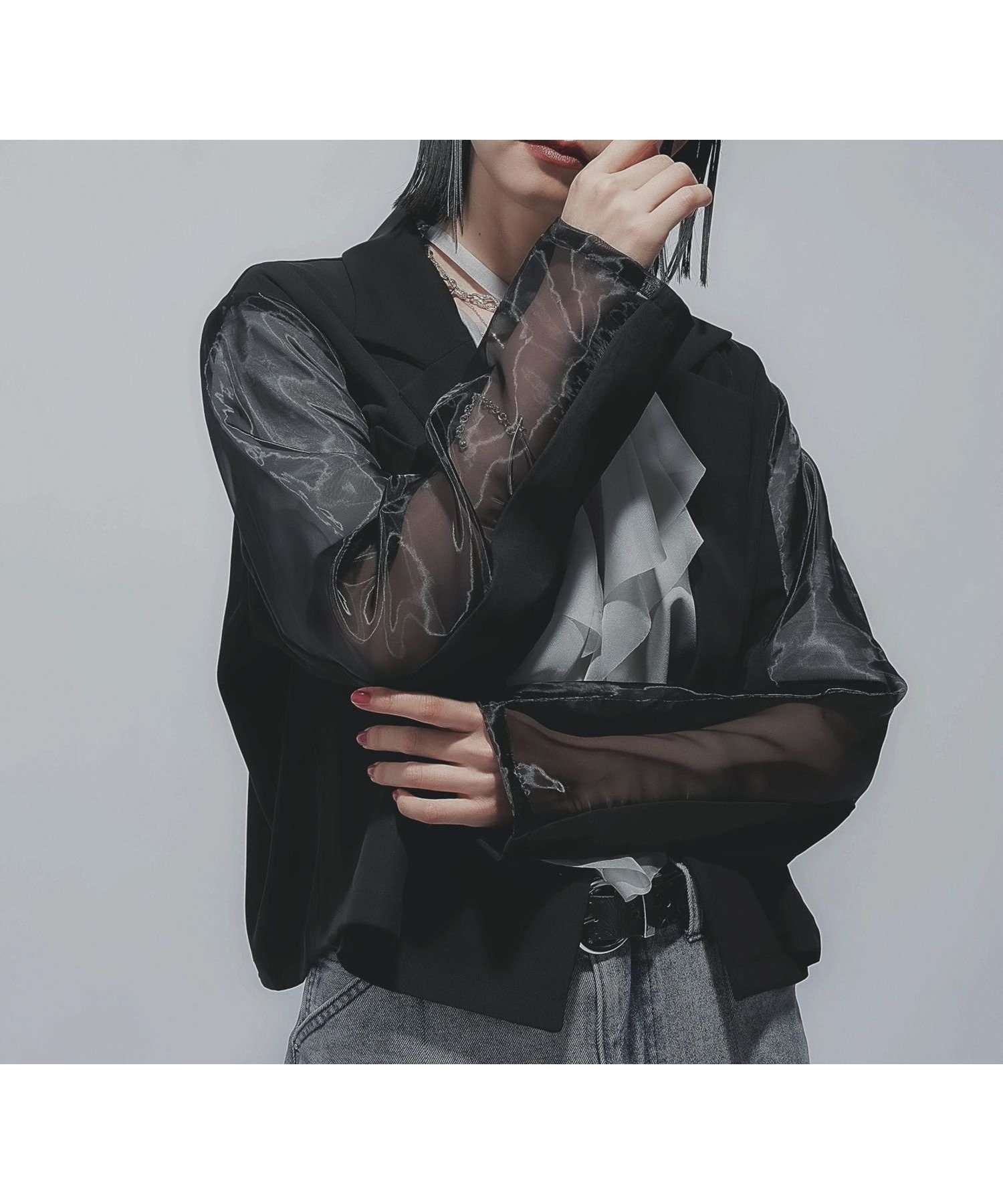【ハレ/HARE】のタックプリーツシアージャケット インテリア・キッズ・メンズ・レディースファッション・服の通販 founy(ファニー) 　ファッション　Fashion　レディースファッション　Ladies' Fashion Online　アウター　Coat Outerwear　ジャケット　Jackets　おすすめ　Recommend　インナー　Inner　ウェーブ　Wave　オーガンジー　Organdy　カーゴパンツ　Cargo Pants　キャミソール　Camisole　クール　Cool　コンパクト　Compact　シアー　Sheer　ショート　Short　ジャケット　Jacket　ストレート　Straight　ダウン　Down　チェック　Check　デニム　Denim　トレンド　Trend　フレア　Flare　夏　Summer　ブラック09|ID: prp329100004589151 ipo3291000000032556651