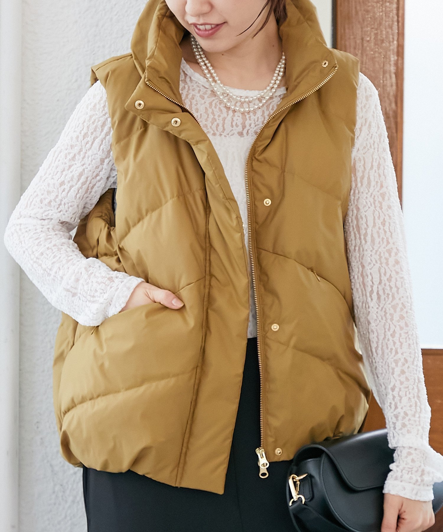 【ルクールブラン/le.coeur blanc】のボリュームダウンベスト インテリア・キッズ・メンズ・レディースファッション・服の通販 founy(ファニー) 　ファッション　Fashion　レディースファッション　Fashion for Women　アウター　Coat / Outerwear Collection　トップス・カットソー　Cut & Sew Tops　ベスト&ジレ / 重ね着スタイル　Vests & Gilets　キャメル|ID: prp329100004589193 ipo3291000000032557061