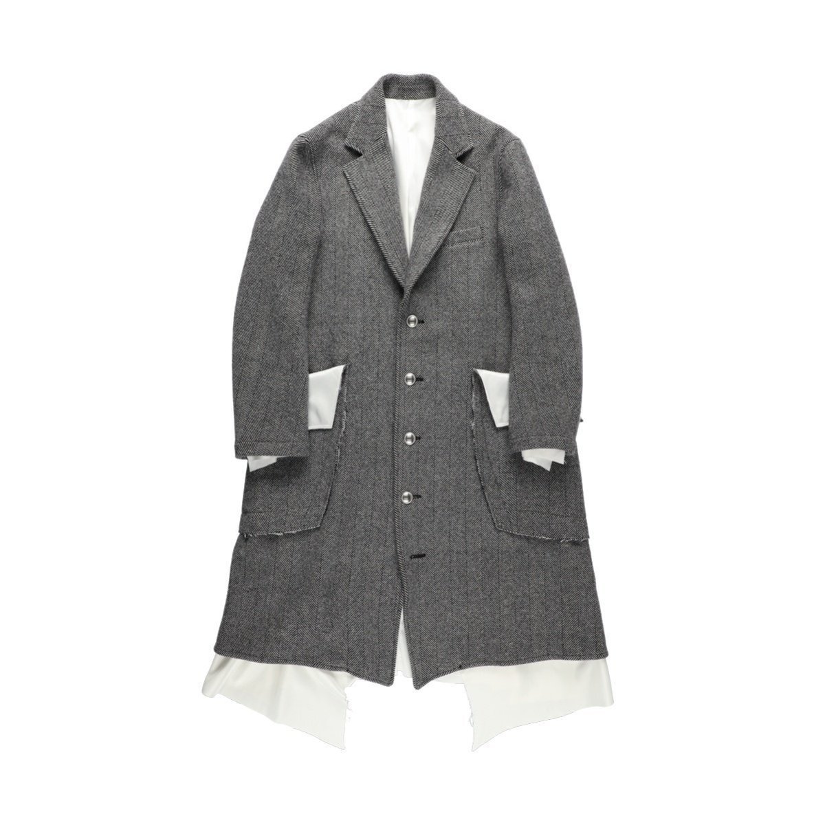 【その他のブランド/Other】の【25AW】 sulvam ロングブロークンコート インテリア・キッズ・メンズ・レディースファッション・服の通販 founy(ファニー) 　ファッション　Fashion　レディースファッション　Ladies' Fashion Online　アウター　Coat Outerwear　コート　Coats　2025年　2025　2025-2026秋冬・A/W　Aw/Autumn/Winter/Fw/Fall/2025-2026　ヘリンボーン　Herringbone　ポケット　Pocket　ロング　Long　WHITE×BLACK|ID: prp329100004589220 ipo3291000000032557302