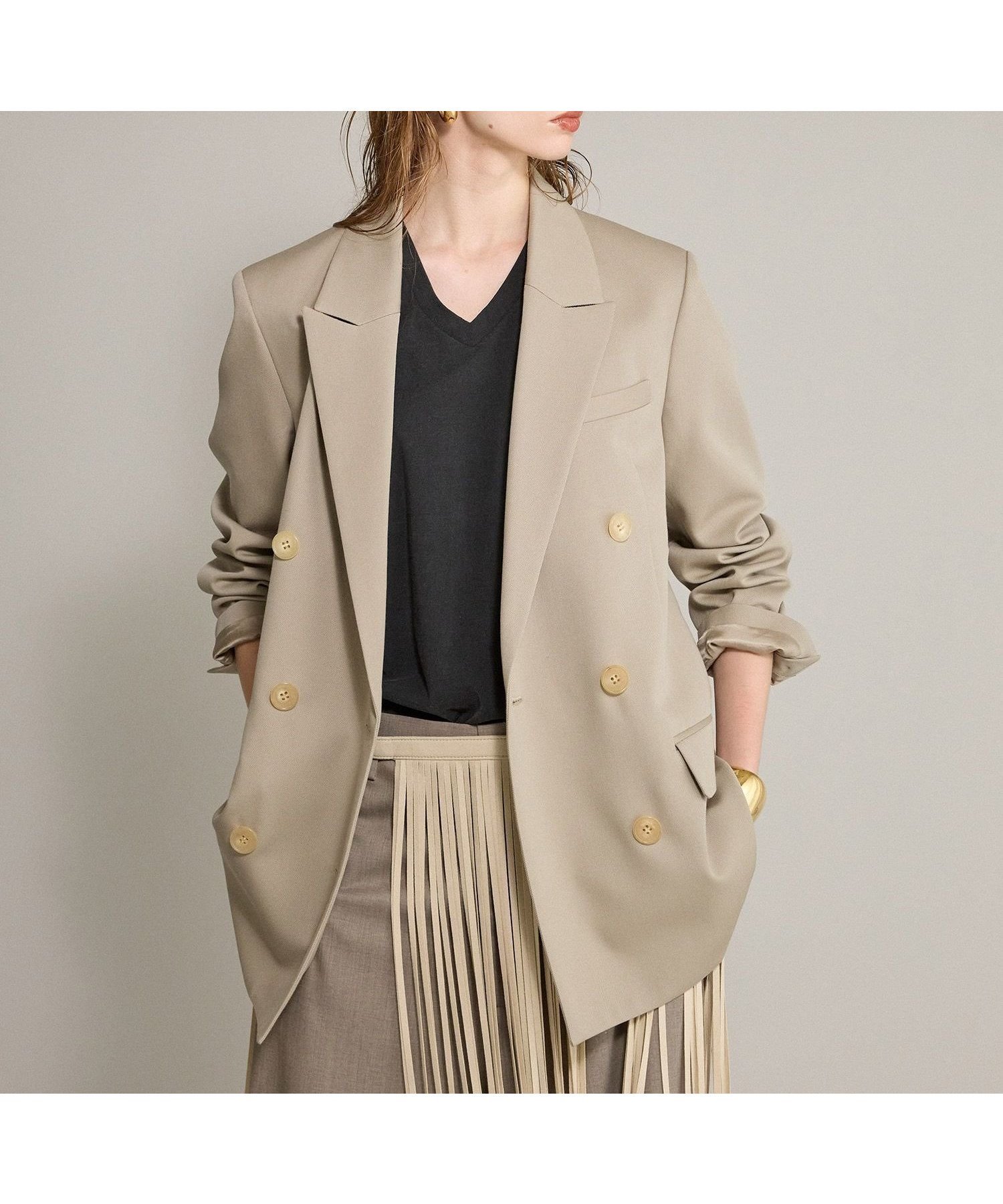 【ブリル/BRILL】のダブルブレストジャケット インテリア・キッズ・メンズ・レディースファッション・服の通販 founy(ファニー) 　ファッション　Fashion　レディースファッション　Ladies' Fashion Online　アウター　Coat Outerwear　ジャケット　Jackets　ジャケット　Jacket　ベージュ55|ID: prp329100004589226 ipo3291000000032557352