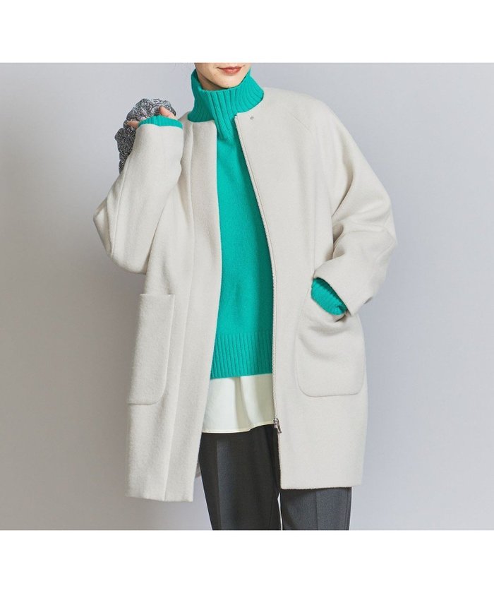 【その他のブランド/Other】のウールブレンド ノーカラーミドルコート インテリア・キッズ・メンズ・レディースファッション・服の通販 founy(ファニー) https://founy.com/ ファッション Fashion レディースファッション Ladies' Fashion Online アウター Coat Outerwear コート Coats ストール Stall スラックス Slacks スリット Slit スリーブ Sleeve タートルネック Turtleneck デニム Denim トレンド Trend ポケット Pocket ミドル Middle A/W・秋冬 Aw・Autumn/Winter・Fw・Fall-Winter エレガント 上品 Elegant |ID: prp329100004589244 ipo3291000000032557513