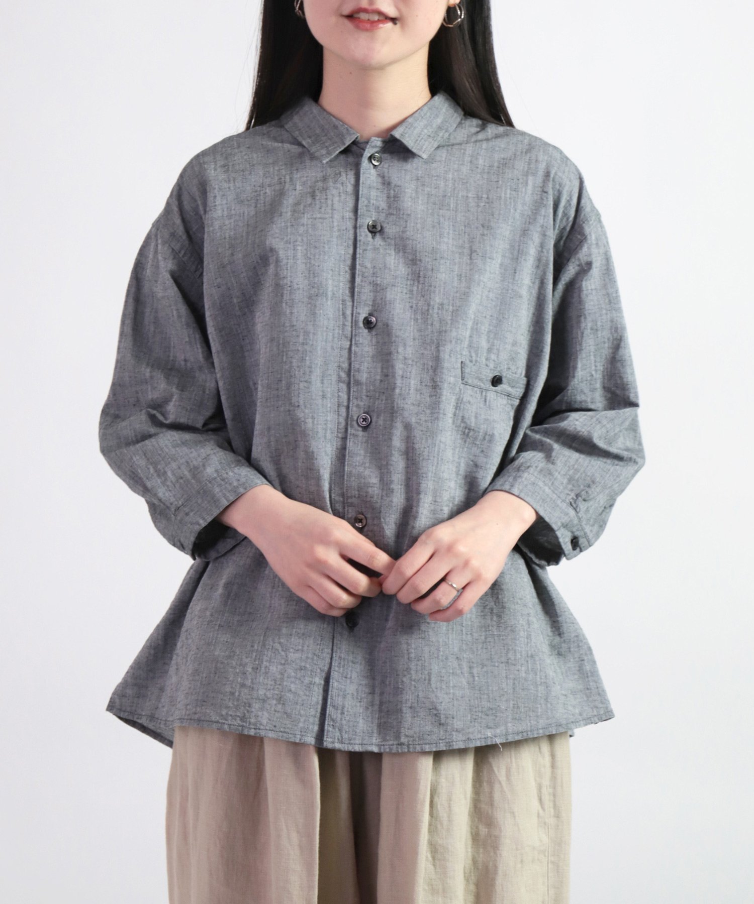 【ドミンゴ/DOMINGO】の綿麻ムラ糸シャンブレー スクエアシャツ 人気、トレンドファッション・服の通販 founy(ファニー) 　ファッション　Fashion　レディースファッション　Ladies' Fashion Online　トップス・カットソー　Tops/Tshirt　シャツ/ブラウス　Shirts/Blouses　春　Spring　シャンブレー　Chambray　スクエア　Square　パープル　Purple　フォルム　Form　ボックス　Box　ポケット　Pocket　羽織　Haori　S/S・春夏　Ss・Spring/Summer　夏　Summer　 other-1|ID: prp329100004589341 ipo3291000000032701848