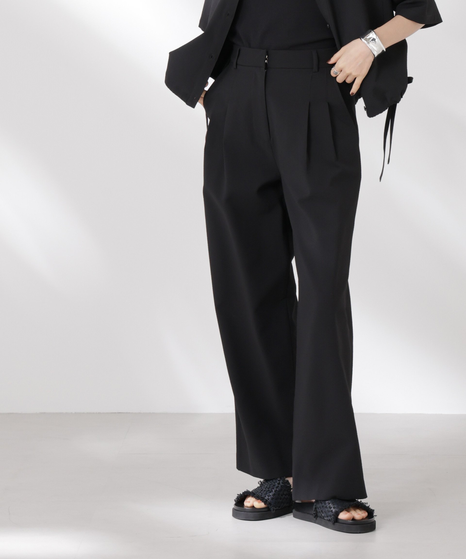 【ナノ ユニバース/nano universe】のサッカータックワイドパンツ(セットアップ可) 人気、トレンドファッション・服の通販 founy(ファニー) 　ファッション　Fashion　レディースファッション　Fashion for Women　セットアップ　Matching Sets　レディースパンツ・ボトムス　Pants & Trousers / Bottoms　インナー　Innerwear　カットソー　Cut and Sewn Top　コンパクト　Compact, Small Size　シンプル　Simple, Minimal　ジャケット　Jacket, Outerwear　ストライプ　Stripe, Striped Pattern　セットアップ　Set-Up, Coordinated Outfit　ベーシック　Basic, Essential　ワイド　Wide, Wide Fit　おすすめ　Recommended / Our Picks　夏　Summer　2025年　2025　2025春夏・S/S　Spring/Summer 2025 SS25　 other-1|ID: prp329100004589465 ipo3291000000032715600