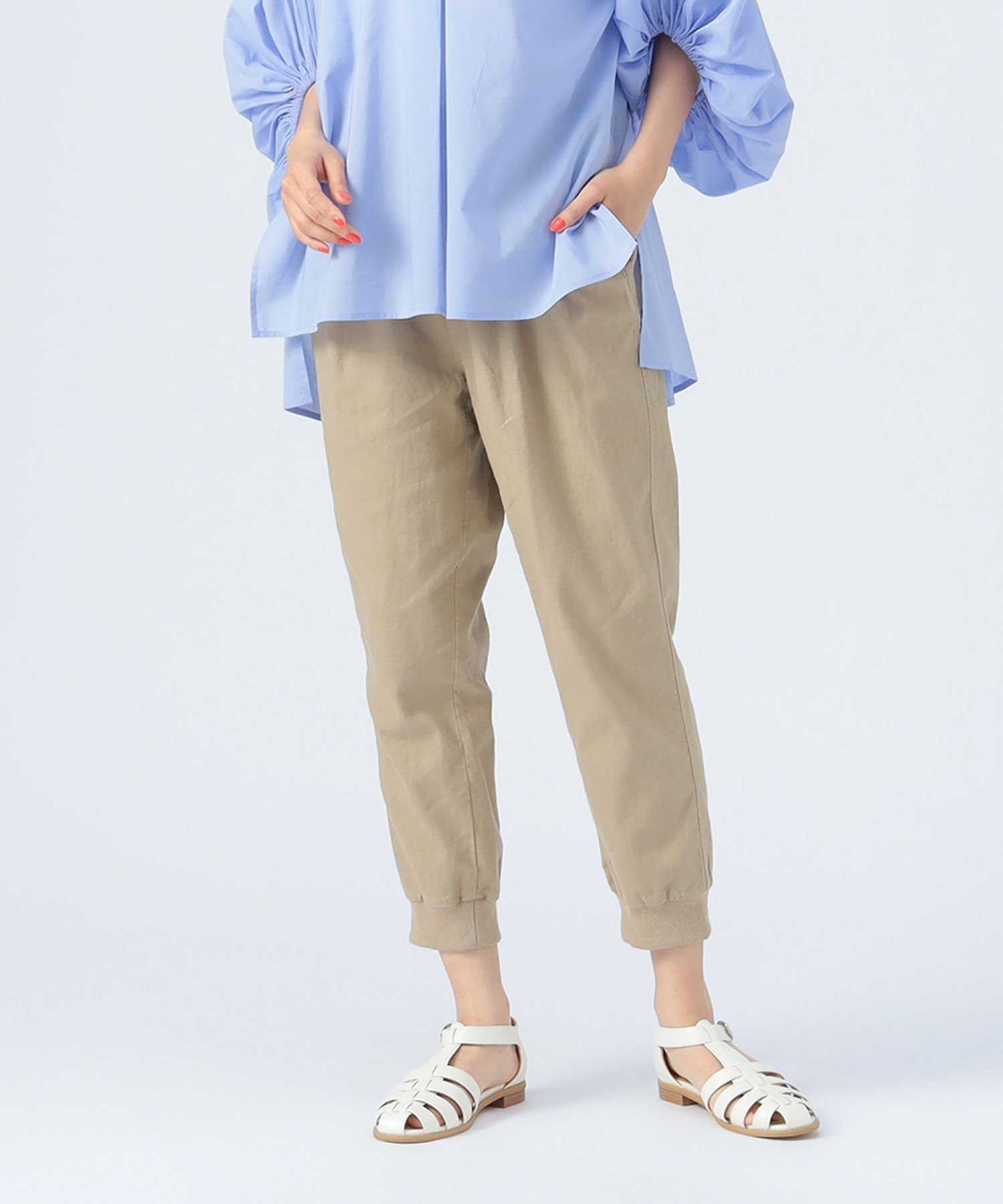【ビームス ハート/BEAMS HEART】の麻混ドライタッチ ジョグパンツ(S~M・洗濯可) ウエストゴム イージーパンツ インテリア・キッズ・メンズ・レディースファッション・服の通販 founy(ファニー) 　ファッション　Fashion　レディースファッション　Ladies' Fashion Online　パンツ　Pants　おすすめ　Recommend　シャーリング　Shirring　スニーカー　Sneakers　ドローコード　Draw Cord　ベーシック　Basic　リラックス　Relax　ビジネス 仕事 通勤　Business　BEIGE|ID: prp329100004589495 ipo3291000000032692906